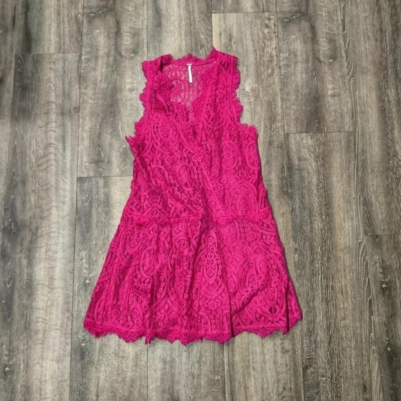 Free People Hearts in Two Lace V-neck Mini Dress - Picture 3 of 7